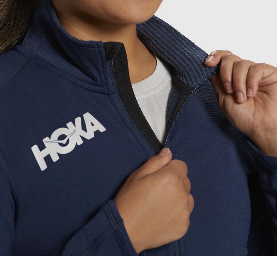 Hoka One One Top Dame - 1/2 Zip Midlayer - Mørkeblå - 137620BQI